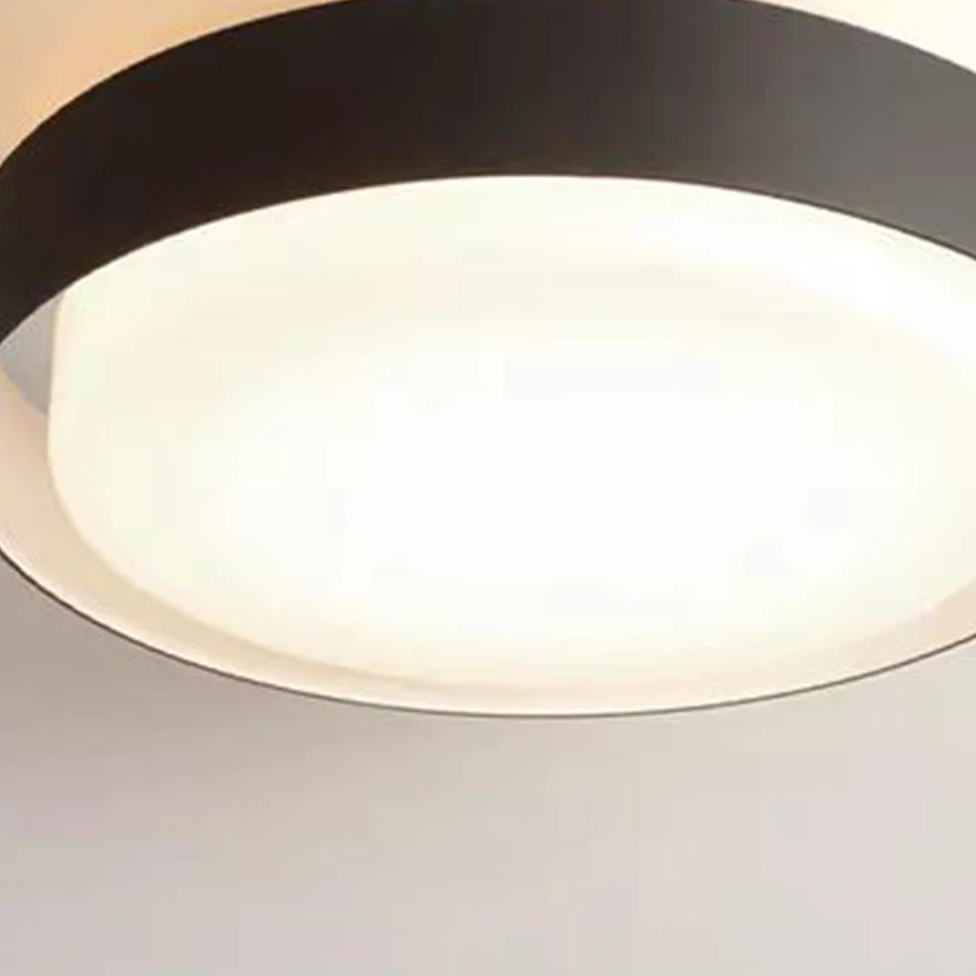 Minimalist Metal And Acrylic Round Outdoor Ceiling Light, Black