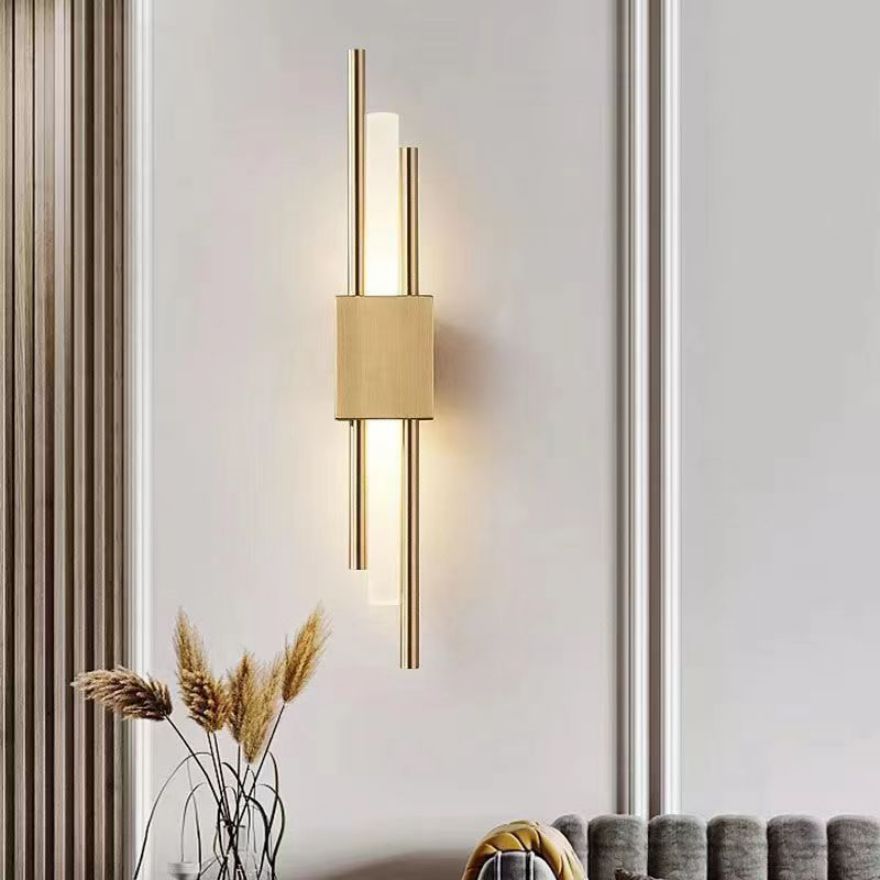 Nordic Metal Linear Bedroom Wall Light, Black/Black-gold/Gold