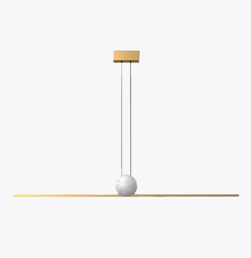 Modern Metal And Marble Linear Study Room Pendant Light, Black/Gold