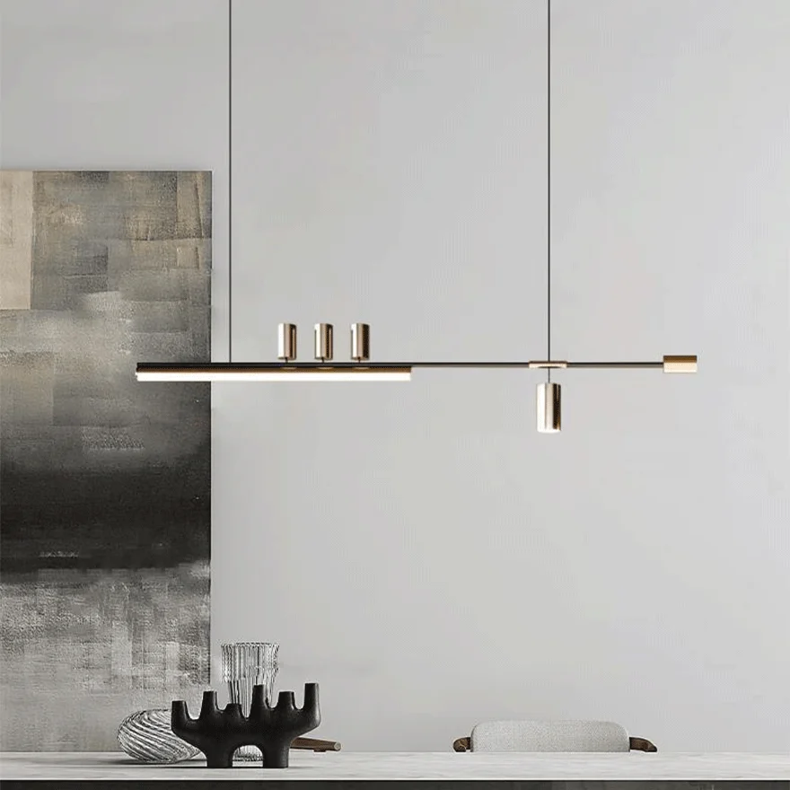 Modern Metal And Acylic Linear Kitchen Pendant Light, Black-Gold