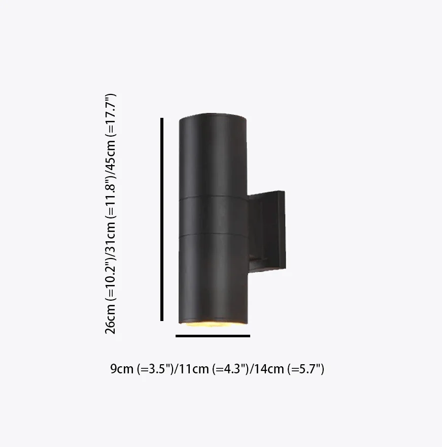 Minimalist Metal And Glass Cylindrical Outdoor Wall Lamp, Black