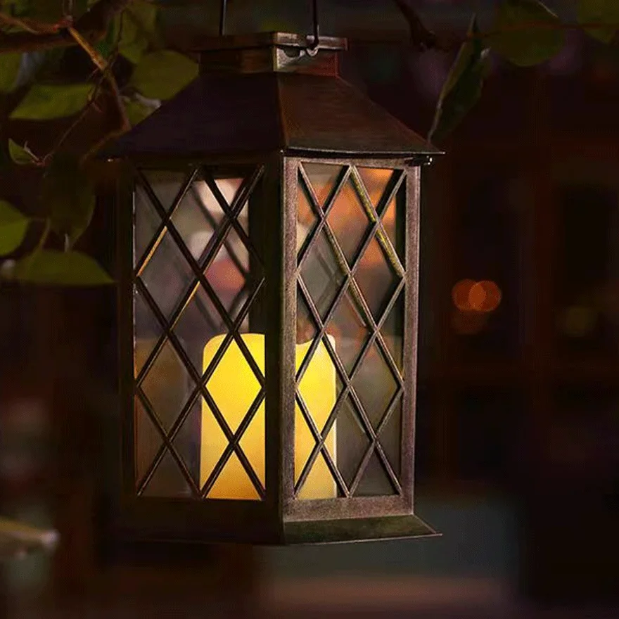 Retro Metal And Acrylic Lantern Courtyard Outdoor Pathway Light, Antique Brass