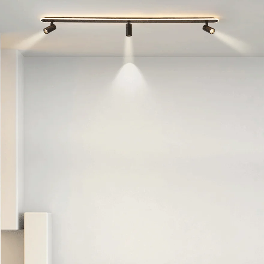 Modern Metal And Acrylic Linear Bedroom Ceiling Light, Black