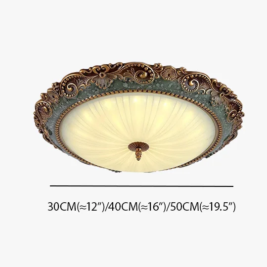 Royal  Resin And Glass Bowled Bedroom Ceiling Light, Antique Brass