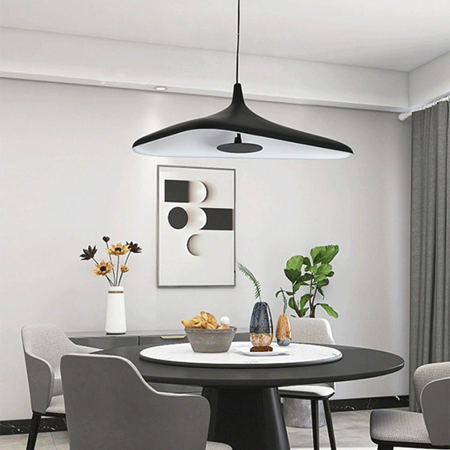 Unusual Resin And Metal Hooded Living Room Pendant Light, Black/White