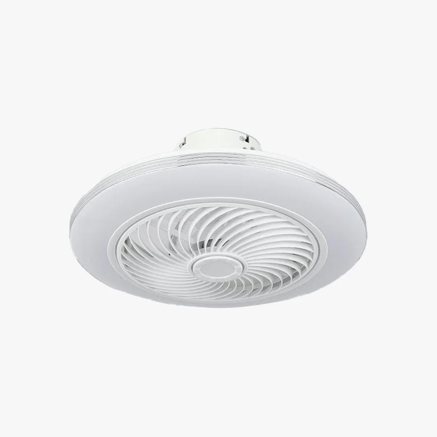 Modern Metal And Acrylic Round Bedroom Ceiling Fan With Light, Silver/Burlywood, Trichromatic Light