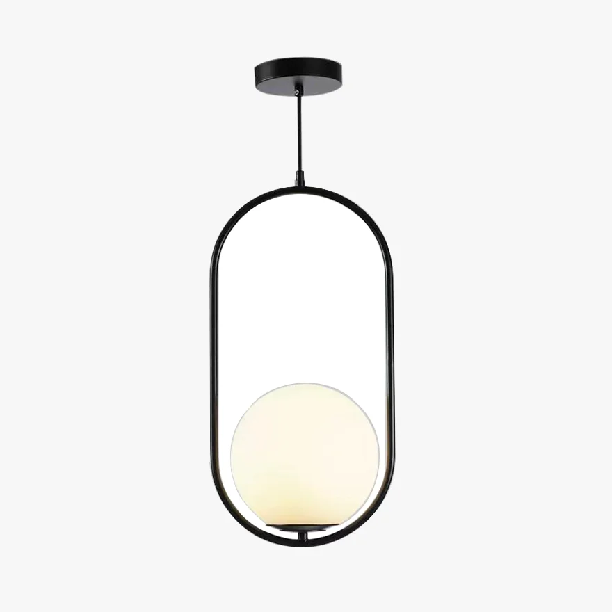 Minimalist Metal And Acrylic Globular Study Room Pendant Light, Black/Gold