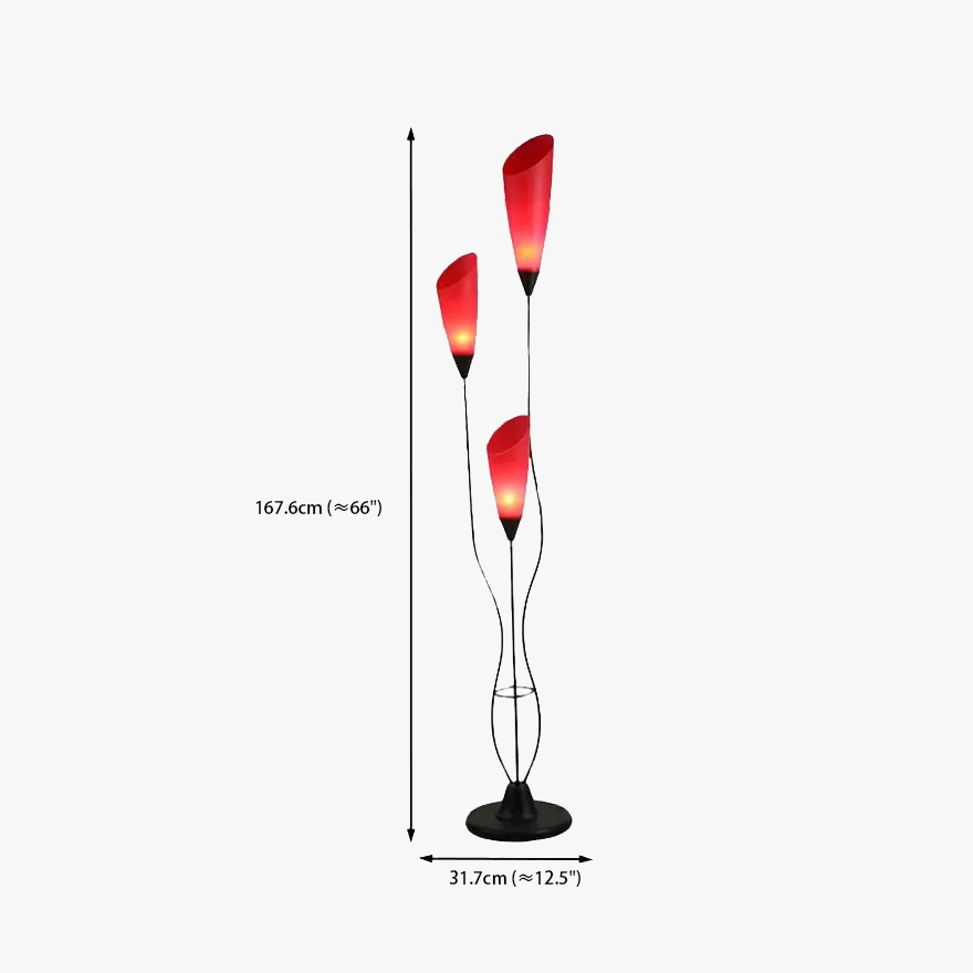 Art Deco Metal And Acrylic Torchiere Living Room Floor Lamp,  Red