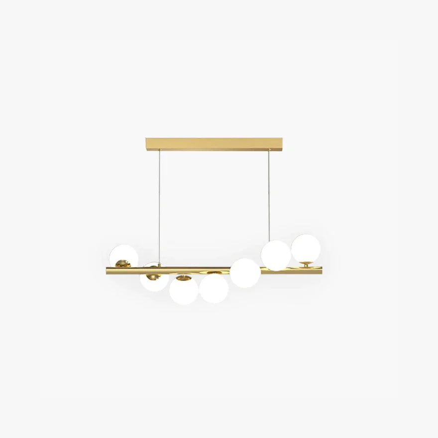 Designer Metal And Glass Linear Living Room Pendant Light, Gold