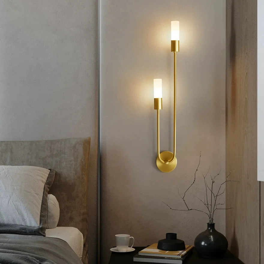 Modern Metal Linear Bedroom Wall Lamp, Gold