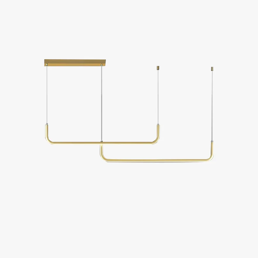 Minimalist Metal And Acrylic Linear Living Room Pendant Light, Black/Gold