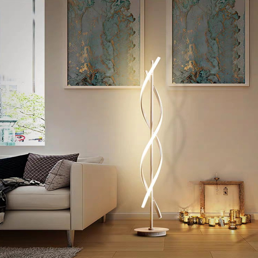 Contemporary Metal Steamline Living Room Floor Lamp, Black/White