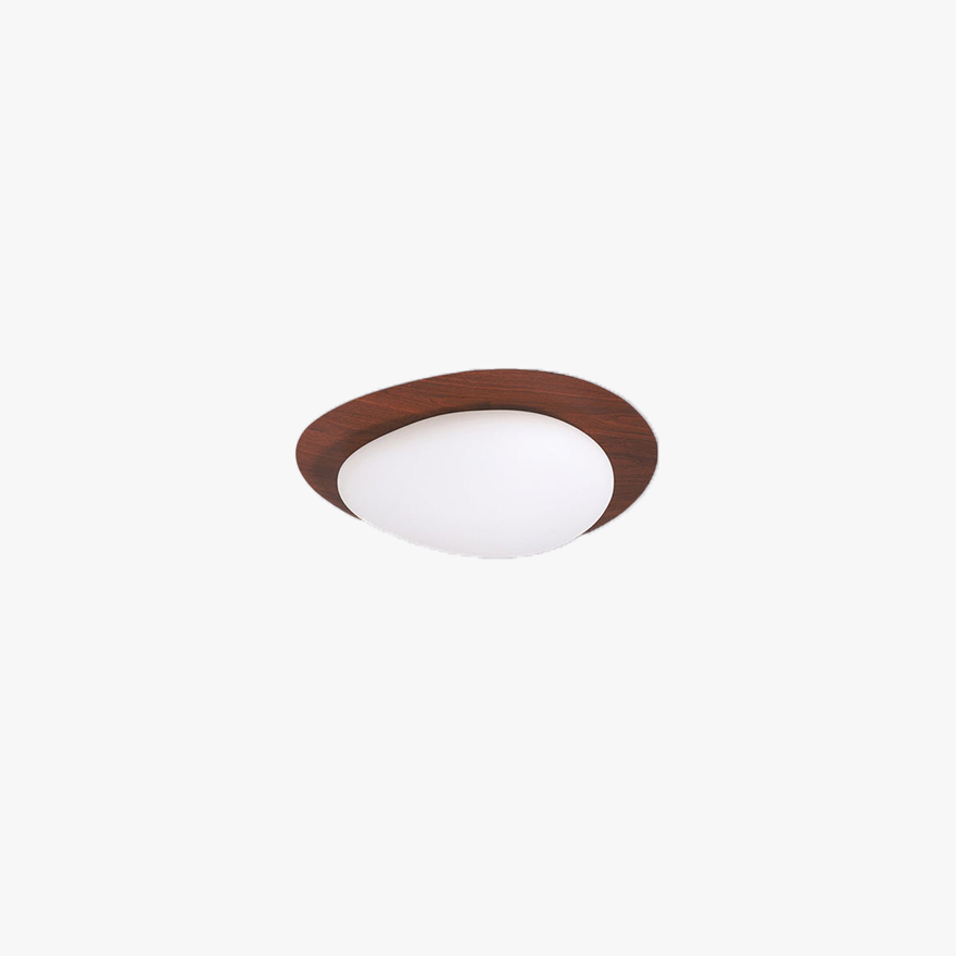 Sweden Metal And Acrylic Egg-shaped Dining Room Ceiling Light, Natural Wood/Walnut