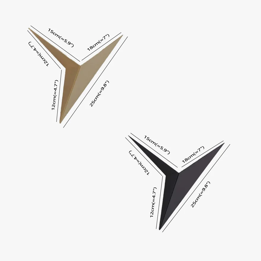 Modern Metal Triangles Indoor Wall Lamp, Black/White/Gold