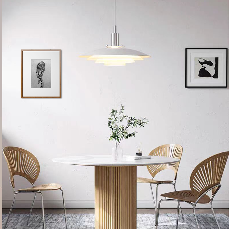 Morandi Metal Frisbee Dining Room Pendant Light, Black/White