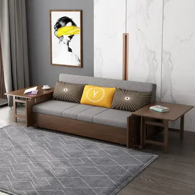 2023 New Design Multifunction Sofa Bed with Folding Armrest Table