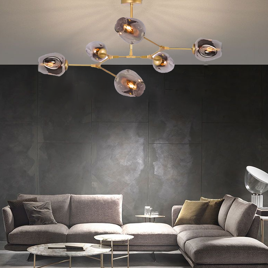 Modern Metal And Glass Bubble Bedroom Pendant Light, 6 Color