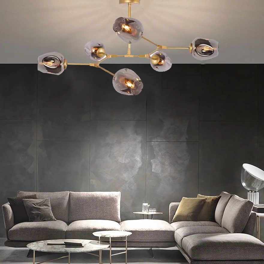 Modern Metal And Glass Bubble Bedroom Pendant Light, 6 Color