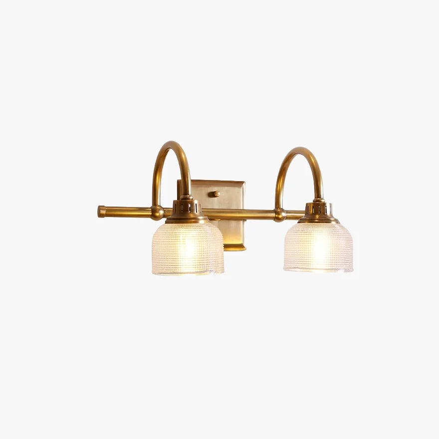 Scandinavian Metal And Glass Prismatic Bathroom Wall Lamp, Antique Brass