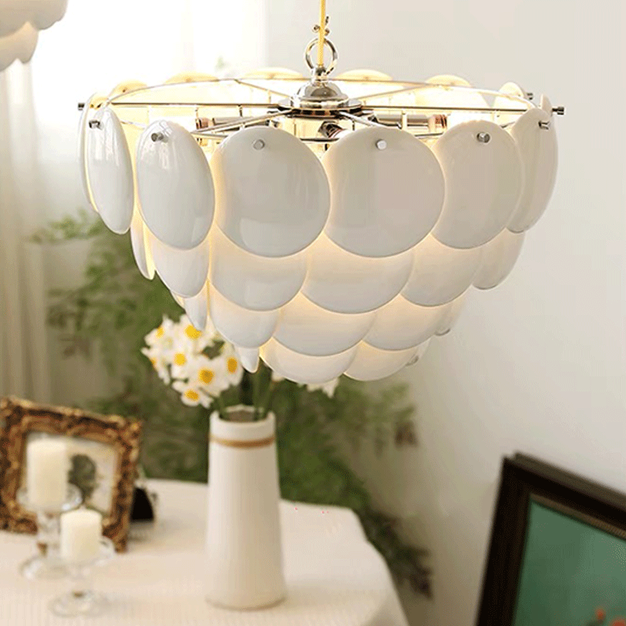 Modern Ceramic And Metal Floral Bedroom Chandelier Pendant Light, White