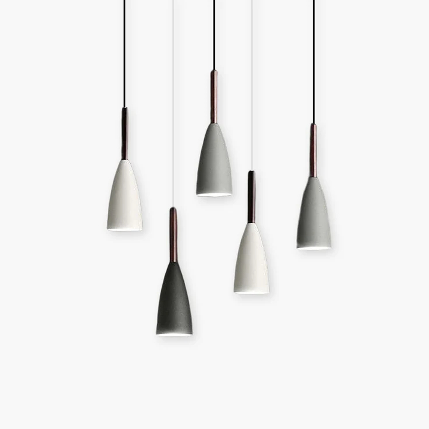 Nordic Metal And Wood Conical Kitchen Pendant Light, Black/White/Gray/Mix