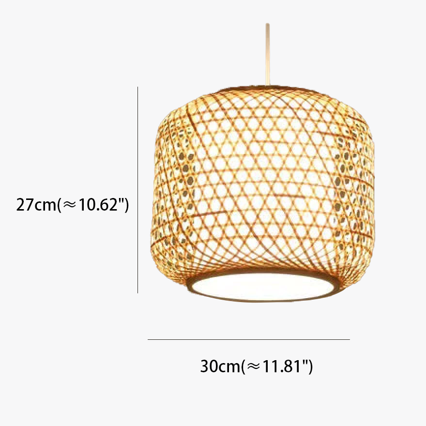 Boho Rattan And Bamboo Lantern Dining Room Pendant Light, Burlywood