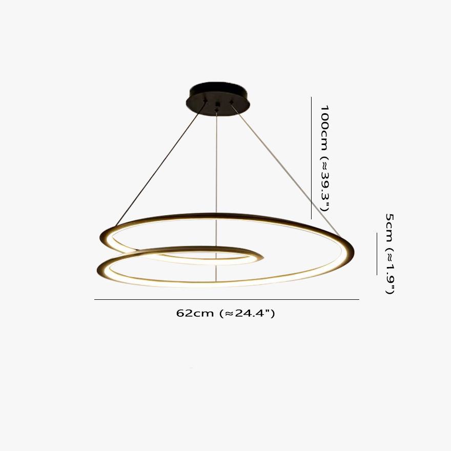 Unusual Copper And Acrylic Curved Circle Living Room Pendant Light, Black/Gold