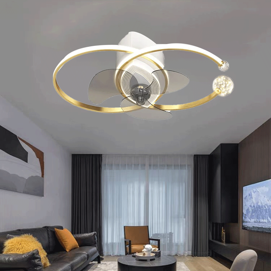 Modern Metal And Acrylic Double-C Living Room Ceiling Light, Black/Gold