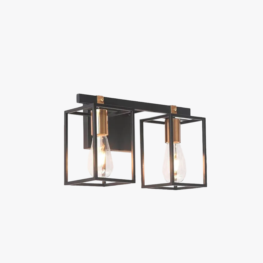 Unusual Metal And Acrylic Square Balcony Wall Lamp, Black