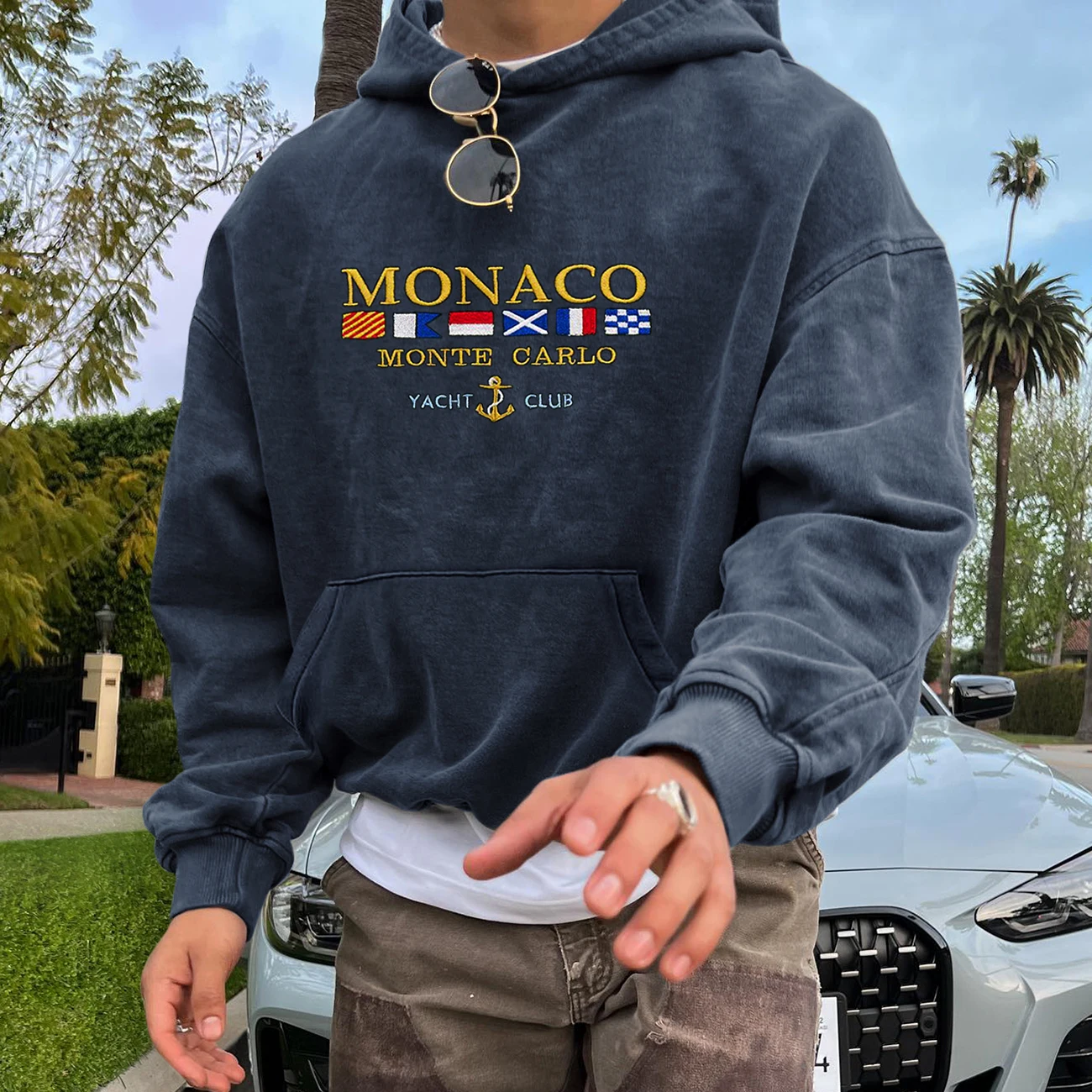 Vintage Unisex Monaco Monte Carlo Yacht Club Hoodie