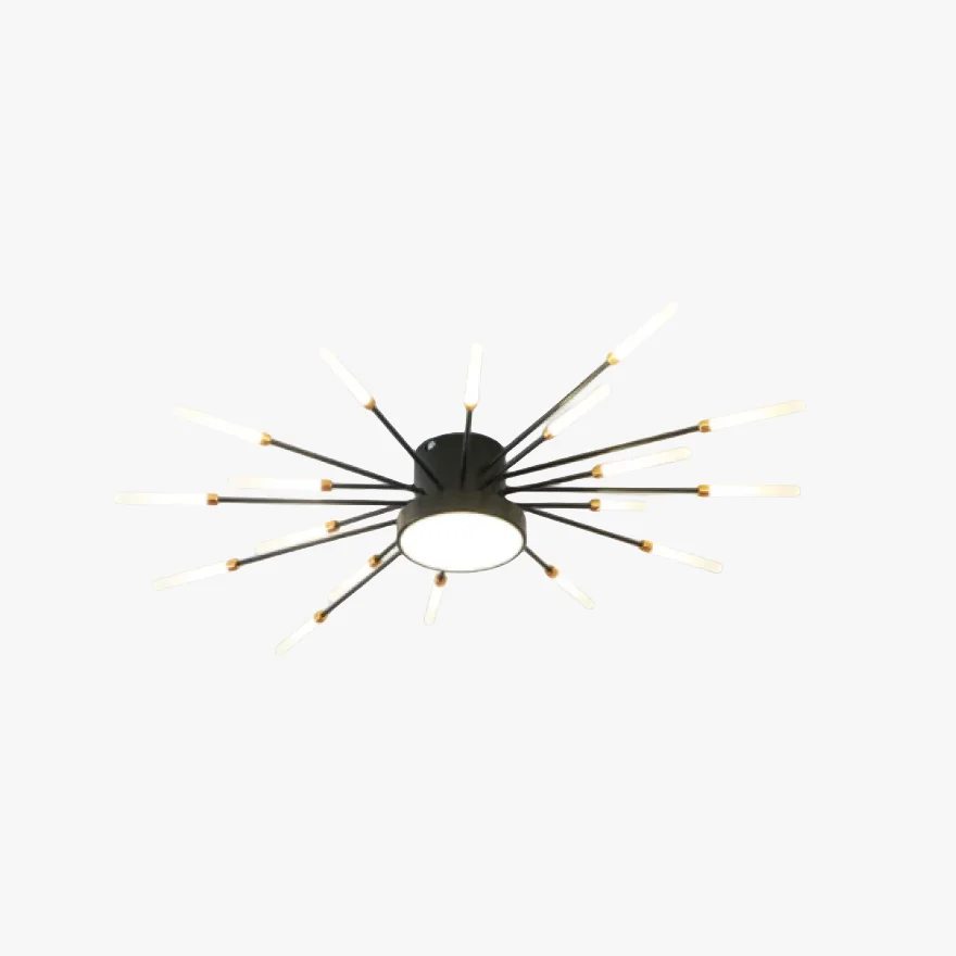 Modern Metal And Acrylic Radiographic Living Room Ceiling Light, Black/Gold