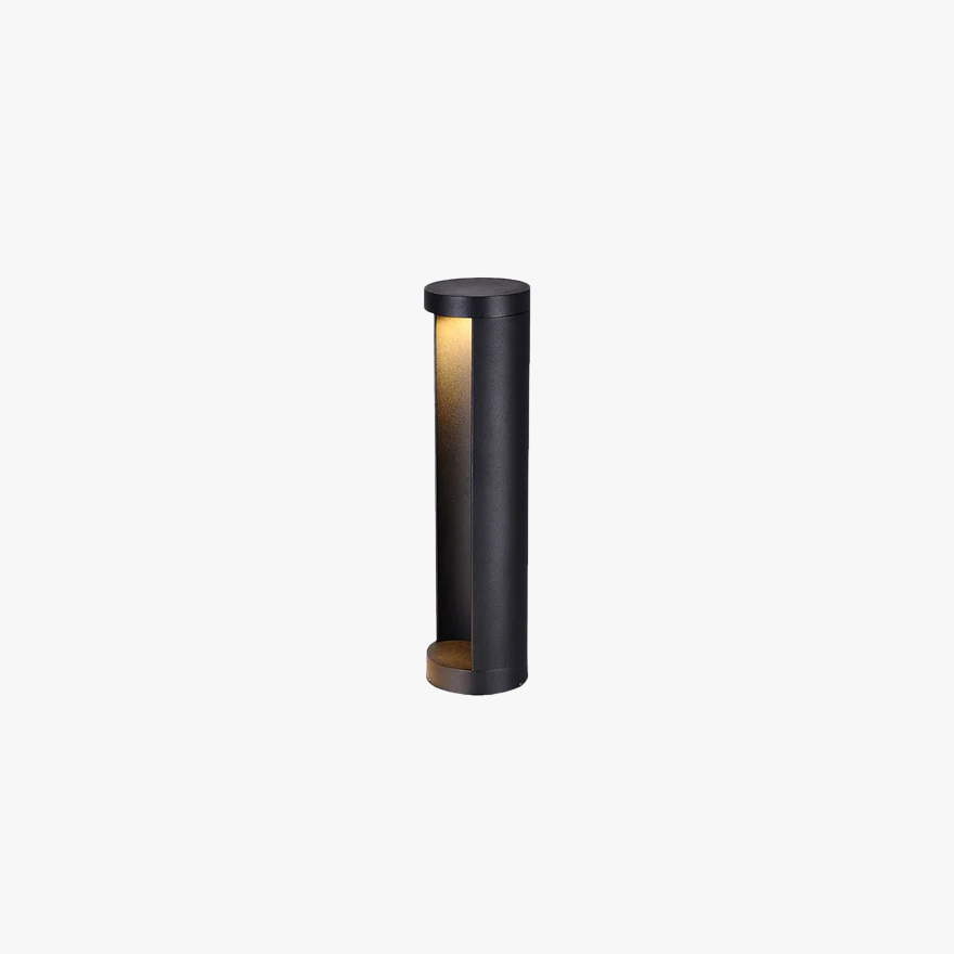 Unusual Metal Cylindrical Outdoor Path Light, Black