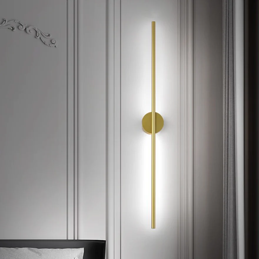 Minimalist Metal And Silicagel Linear Dining Room Wall Lamp, Gold