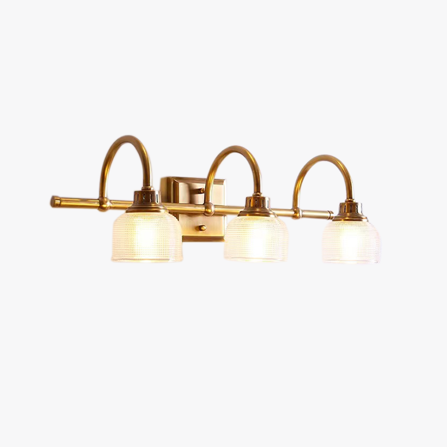 Retro  Metal And Glass Bowled Bedroom Wall Lamp, Brass