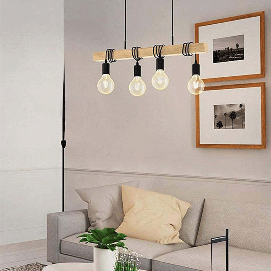 Wood Chandelier Light Pendant Lamp Adsjutable