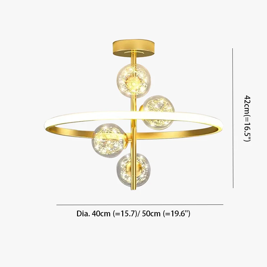 Designer Metal And Acrylic Ring Dining Room Ceiling Light, Black/Gold