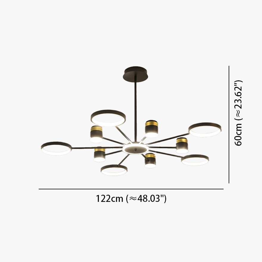 Modern Metal And Silicagel Geometric Bedroom Pendant Light, Black gold