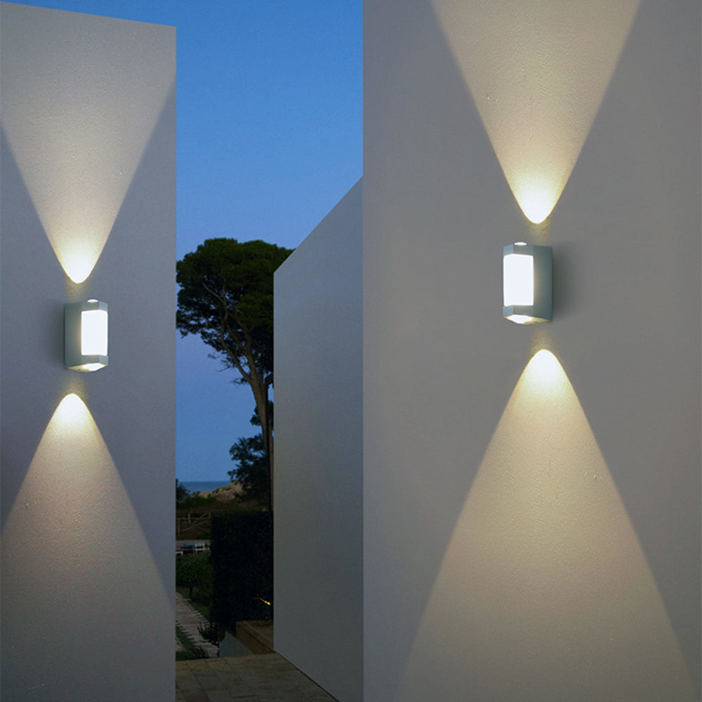 Contemporary Metal And Acrylic Geometric Outdoor Wall Lamp, White/Black