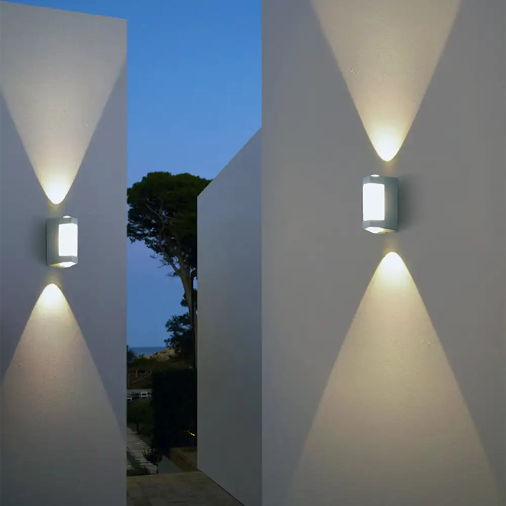 Contemporary Metal And Acrylic Geometric Outdoor Wall Lamp, White/Black