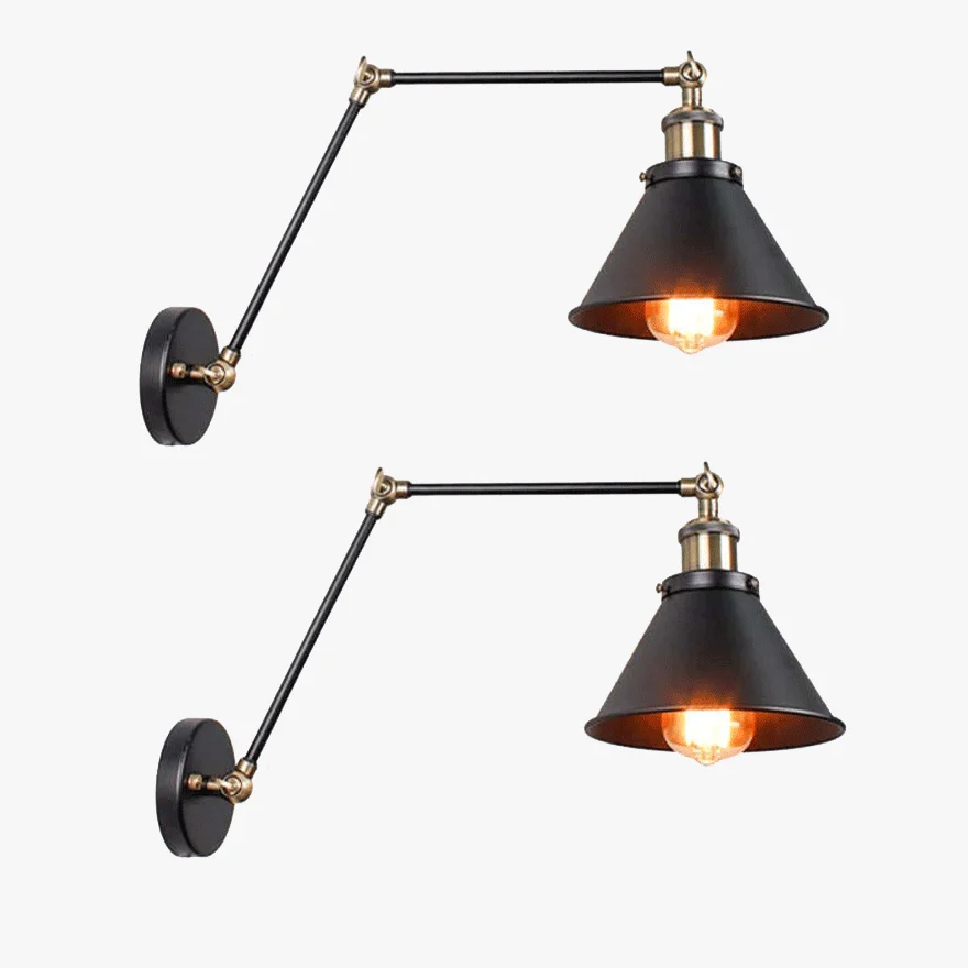 Industrial Metal Conical Bathroom Wall Lamp, Black