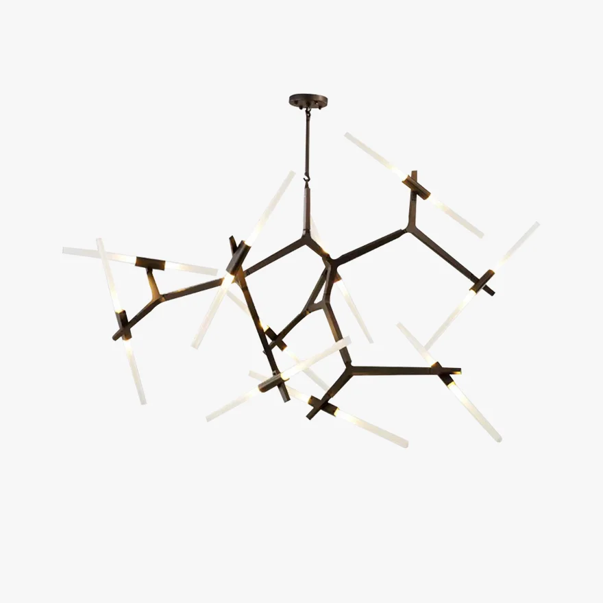 Designer Metal And Glass Dendritic Study Room Pendant Light, Black/Gold