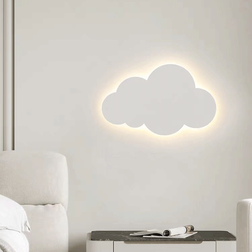 Morandi Metal Cloud Shape Bedroom Wall Lamp, Blue/Pink/White, Trichromatic Light