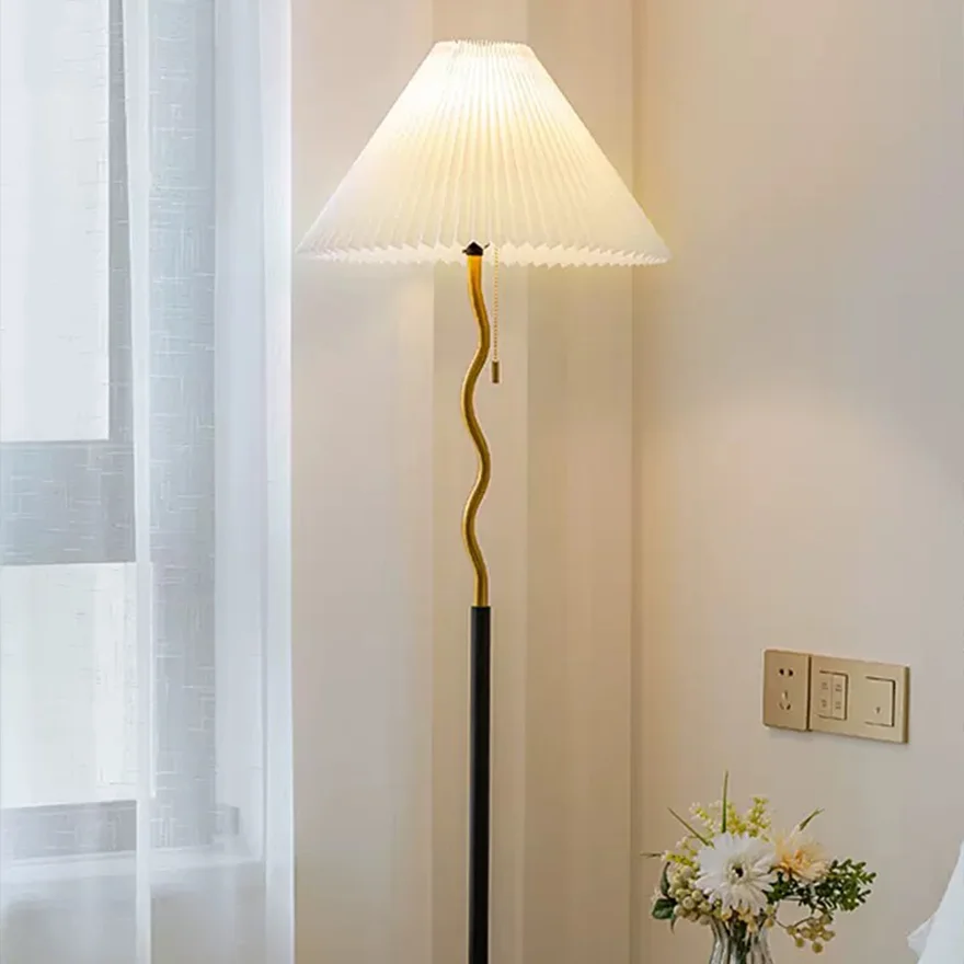 Minimalist Fabric And Metal Living Room Floor Lamp, Black