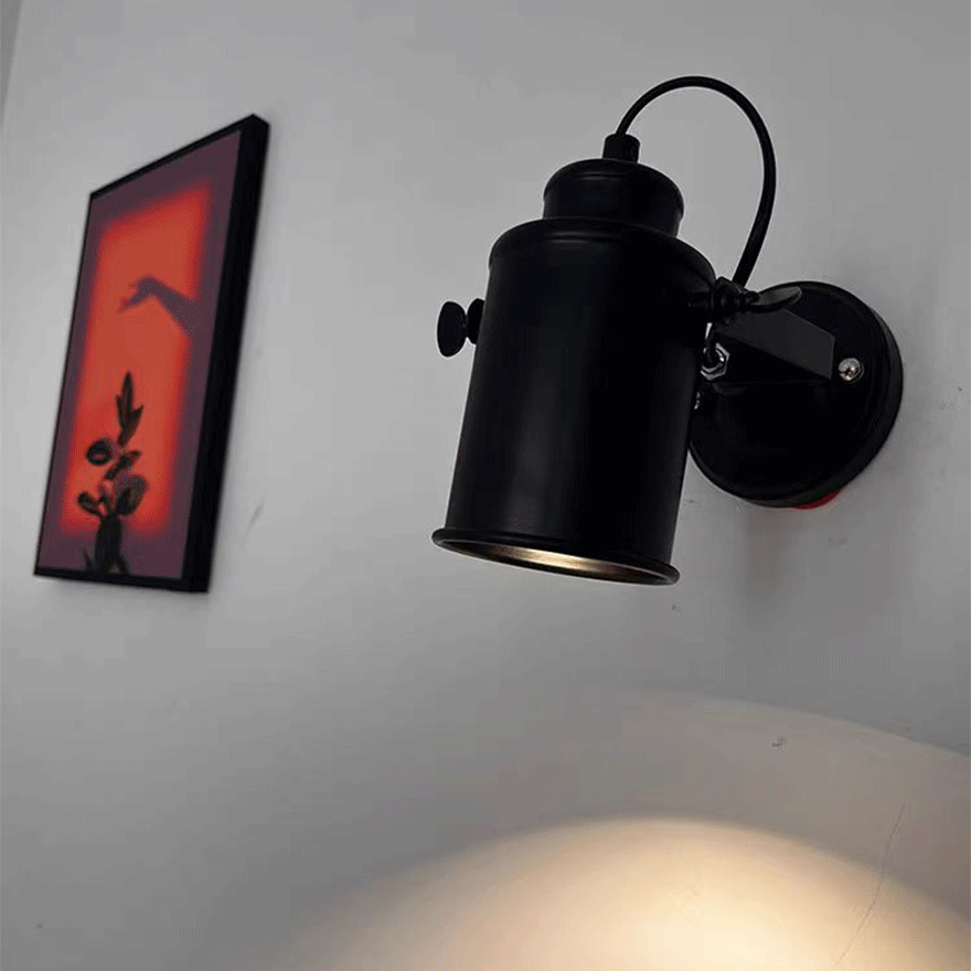 Industrial Metal Cylindrical Study Room Pendant Light, Black