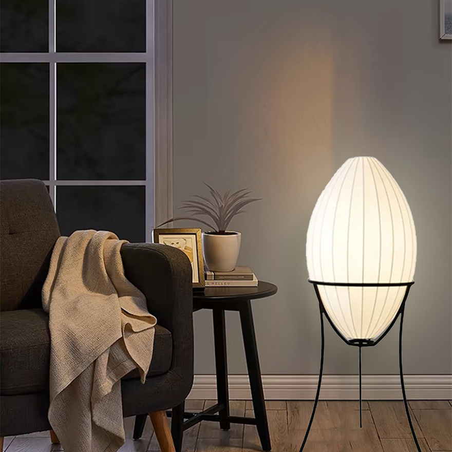 Renée Egg Shaped Floor Lamp, Artificial Fabric & Metal, L 95CM