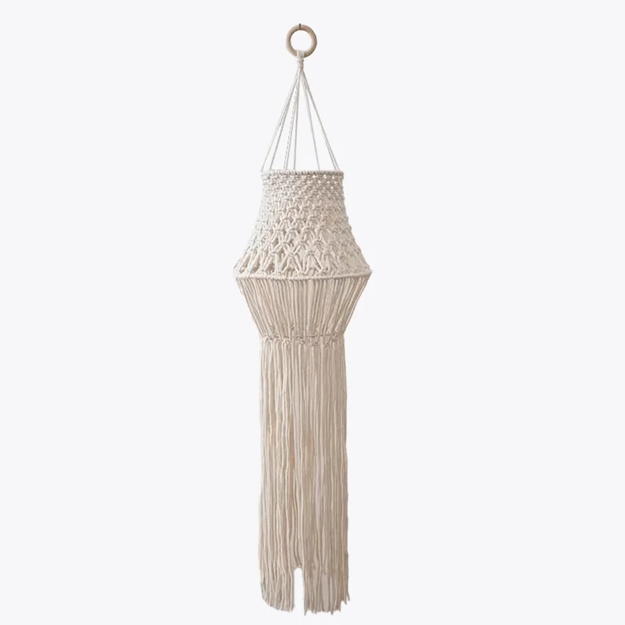 Rustic Cotton Conical Study Room Pendant Light, White