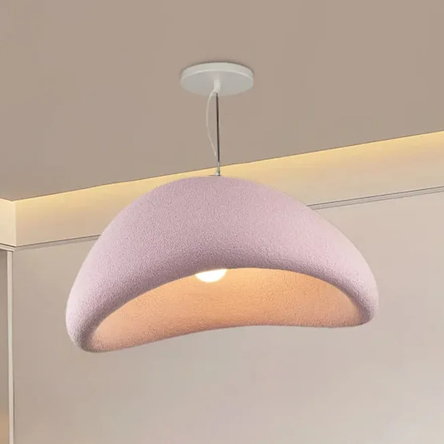 Art Deco Metal Bread Shape Dining Room Pendant Light, Pink