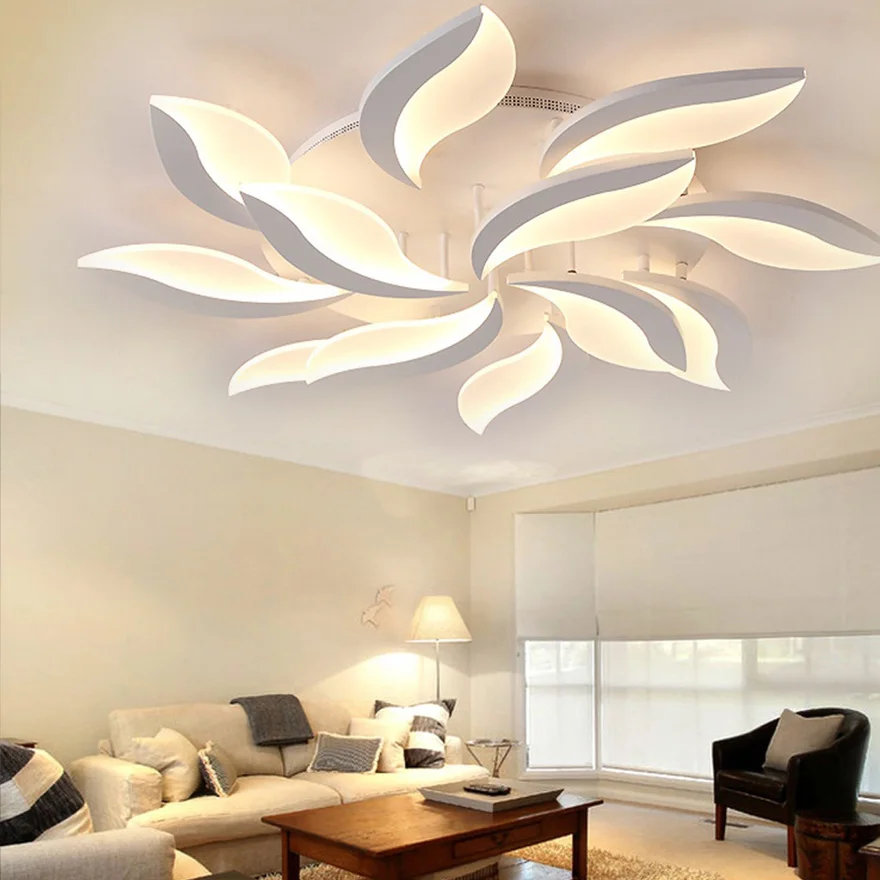 Art Deco Acrylic Flower Bedroom Ceiling Light, White