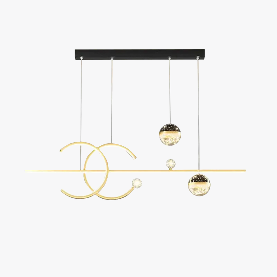 Modern Metal Linear Bar Pendant Light, Black/Gold, Trichromatic Light