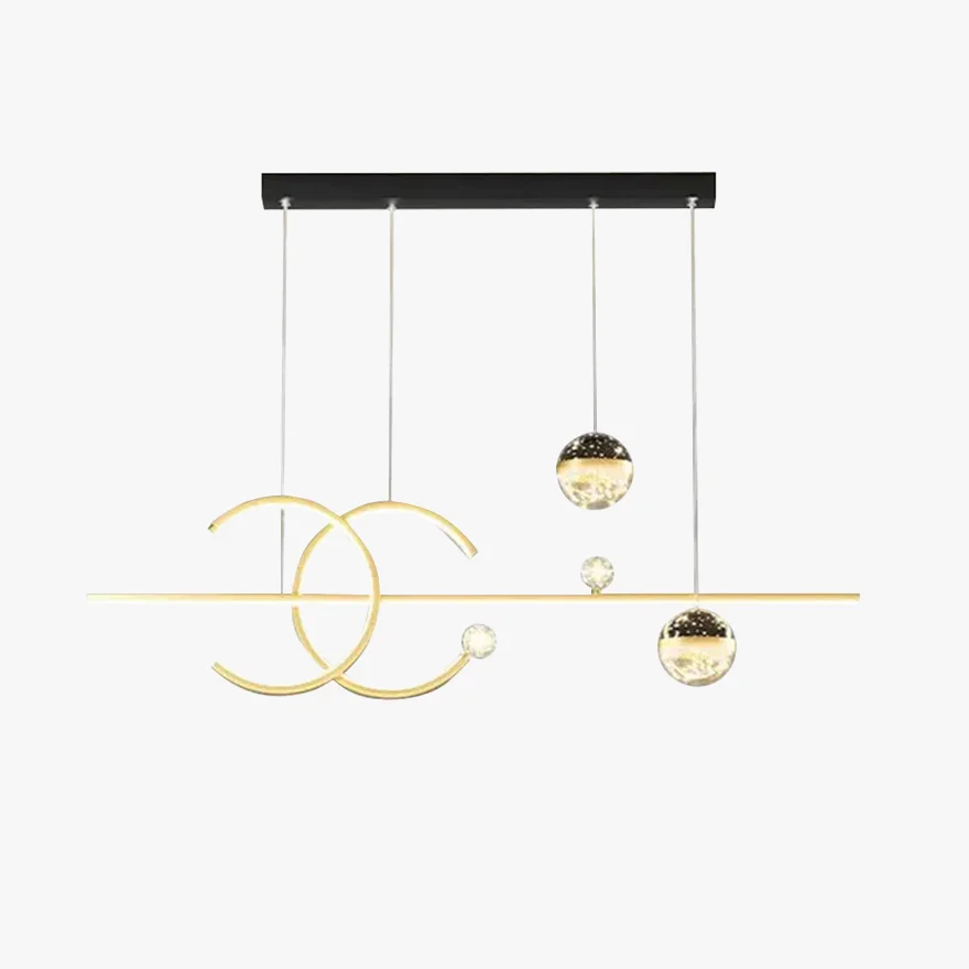 Modern Metal Linear Bar Pendant Light, Black/Gold, Trichromatic Light